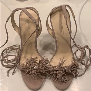 Tassel style strappy nude heel